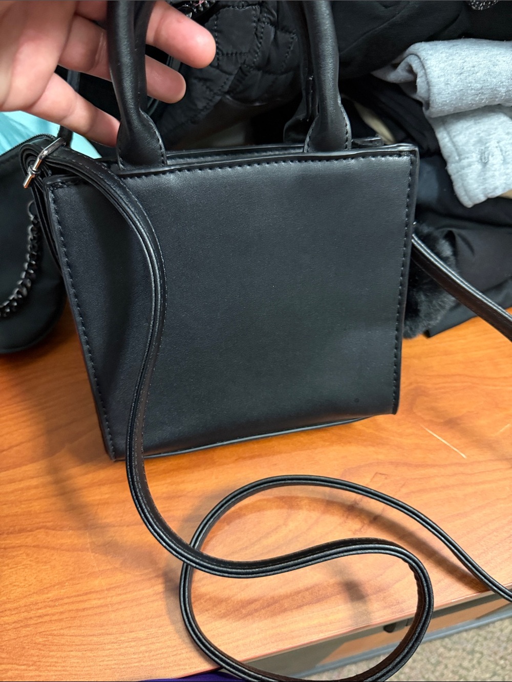 Classic Black Mini Tote Crossbody Bag